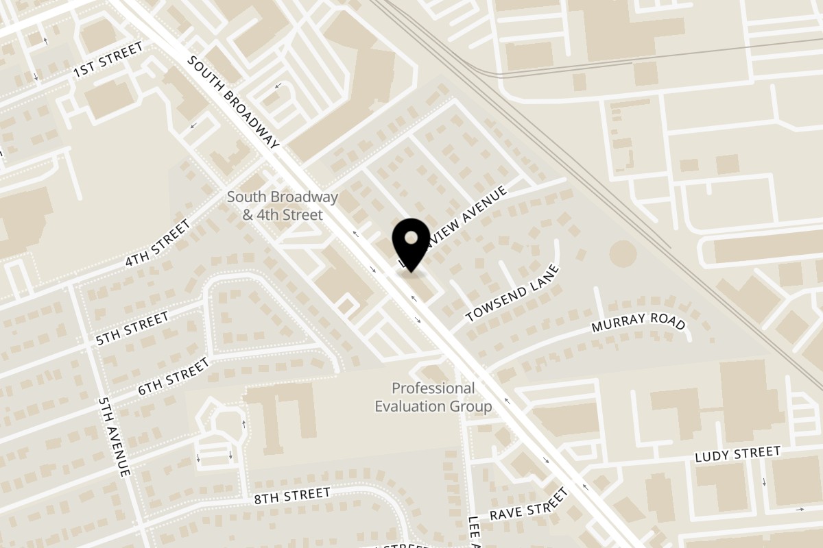 Map showing the location of Rajbhog Café on 351 S Broadway in Hicksville